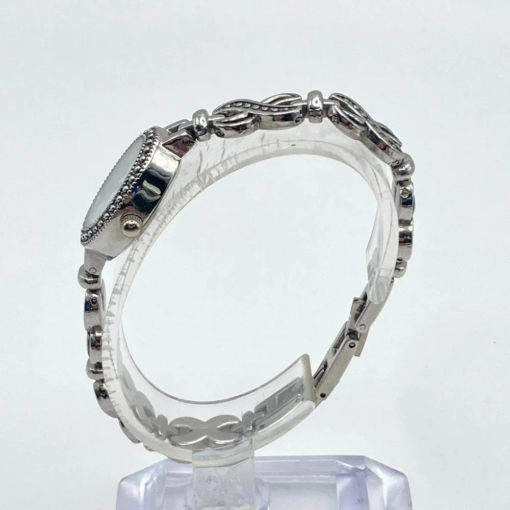 Details Women's Watch 20mm Silver Tone Oval w/Extender New Battery 6.75